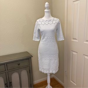 julia jordan Women’s Figure Flattering White Black Bodycon Scuba Dress 6